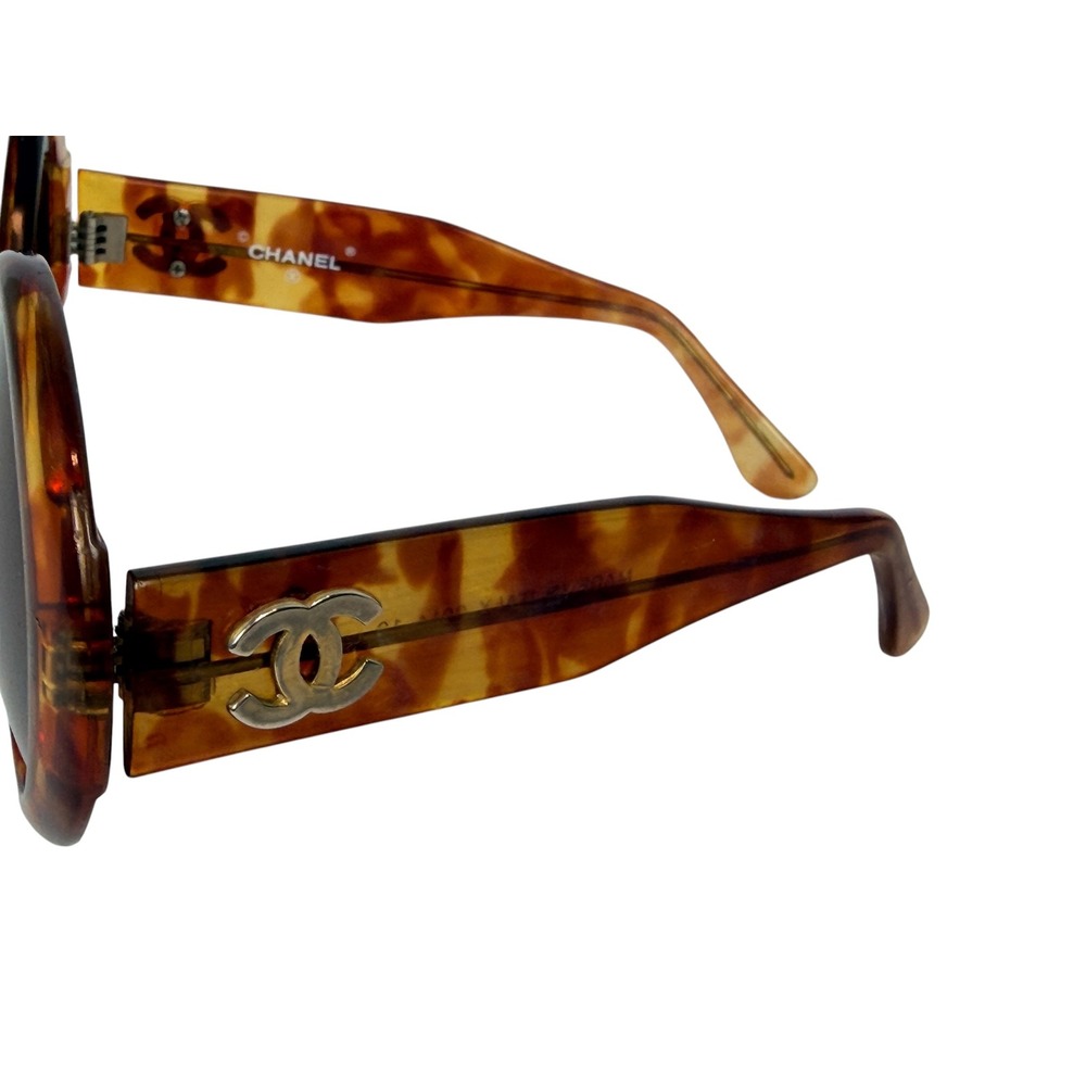 Chanel Vintage Oversized Round Tortoise Shell Sunglasses CC Logo 0014 10 Italy - Picture 2 of 8